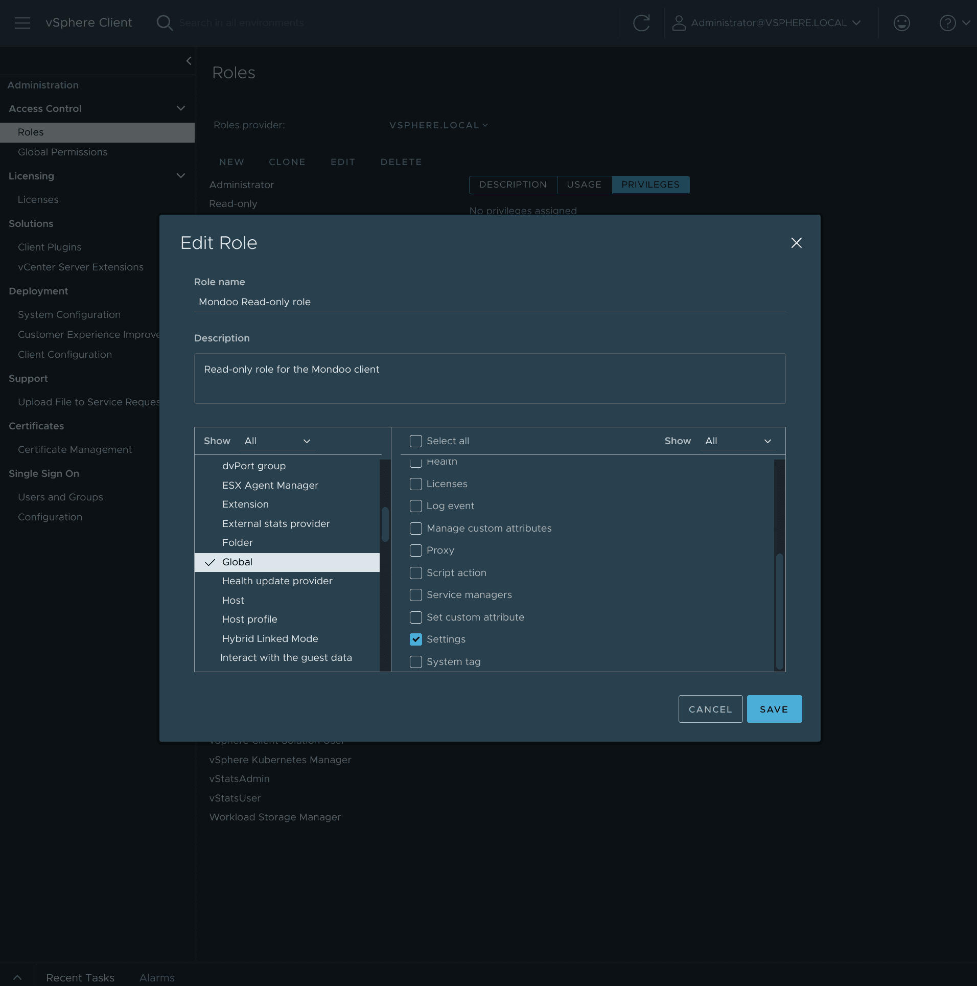 Create read-only role