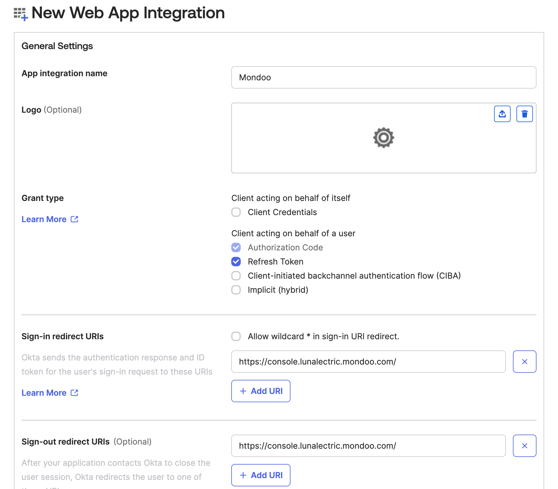 Okta new app integration