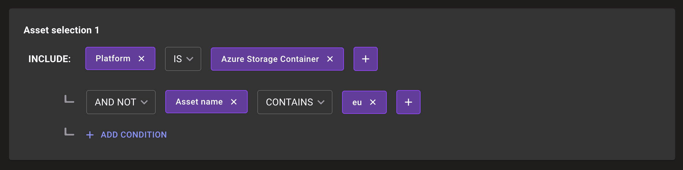 Mondoo workspace query builder multiple values for one criterion