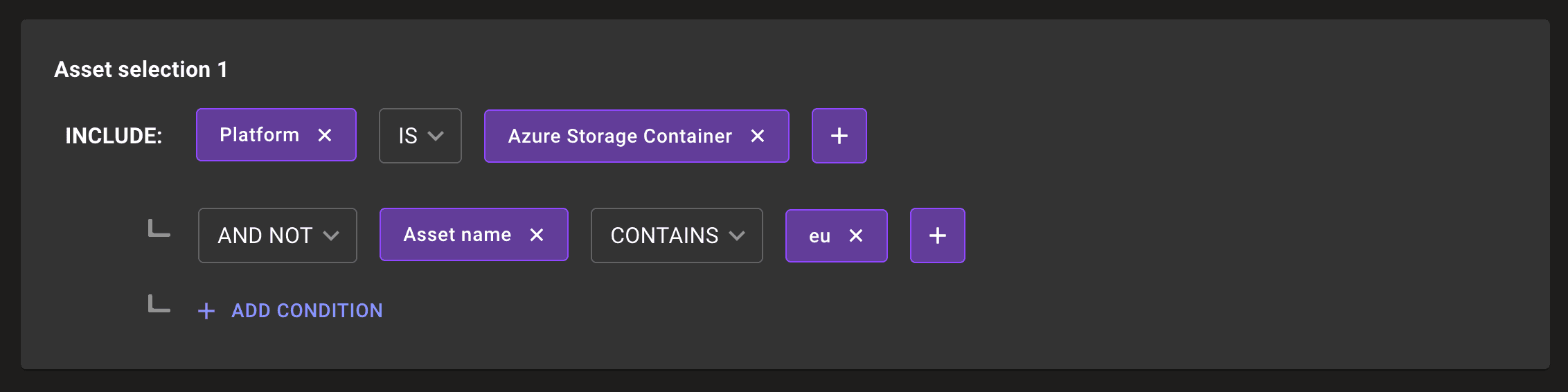 Mondoo workspace query builder multiple values for one criterion