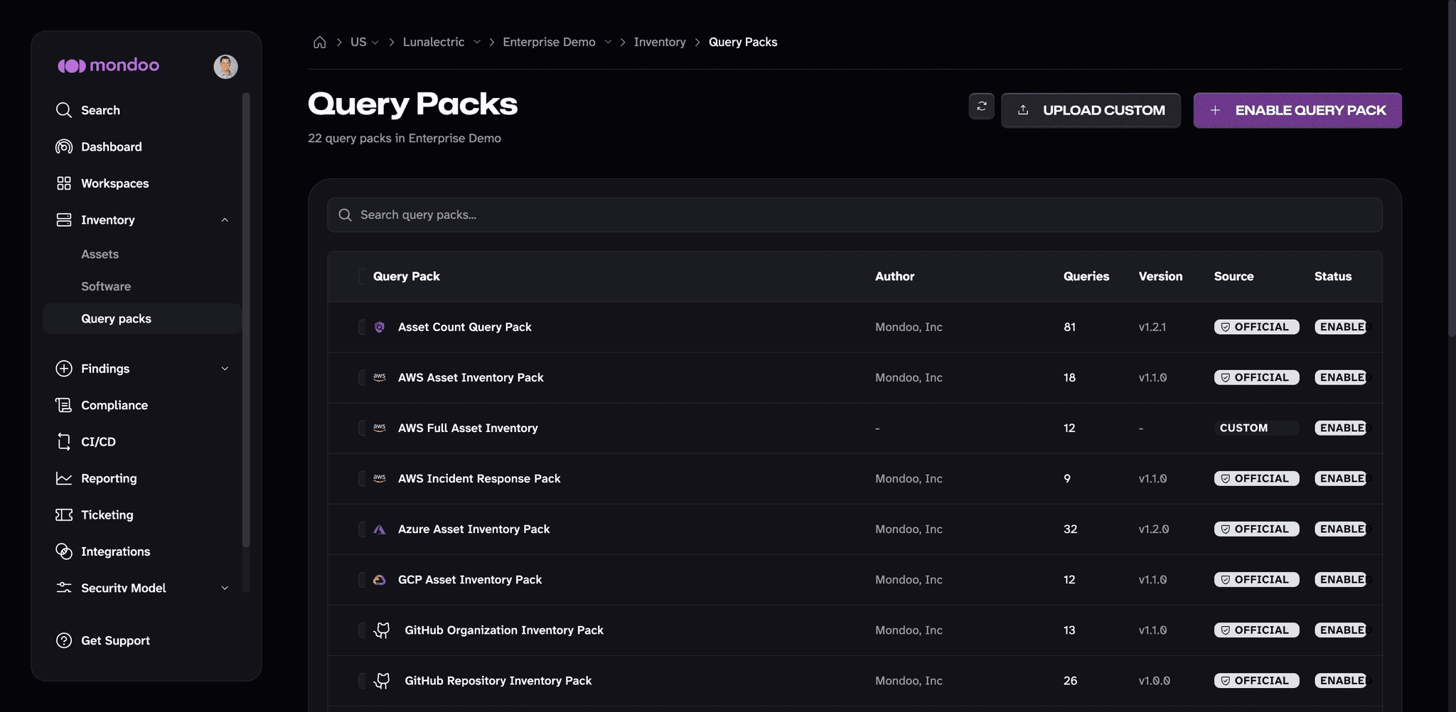 Query packs in Mondoo