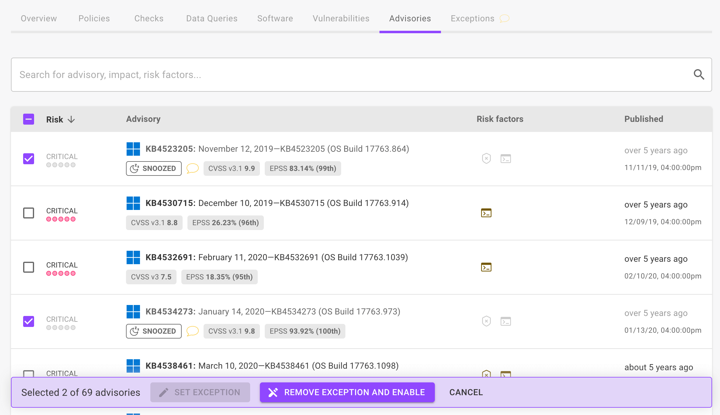 Mondoo security - re-enable advisories