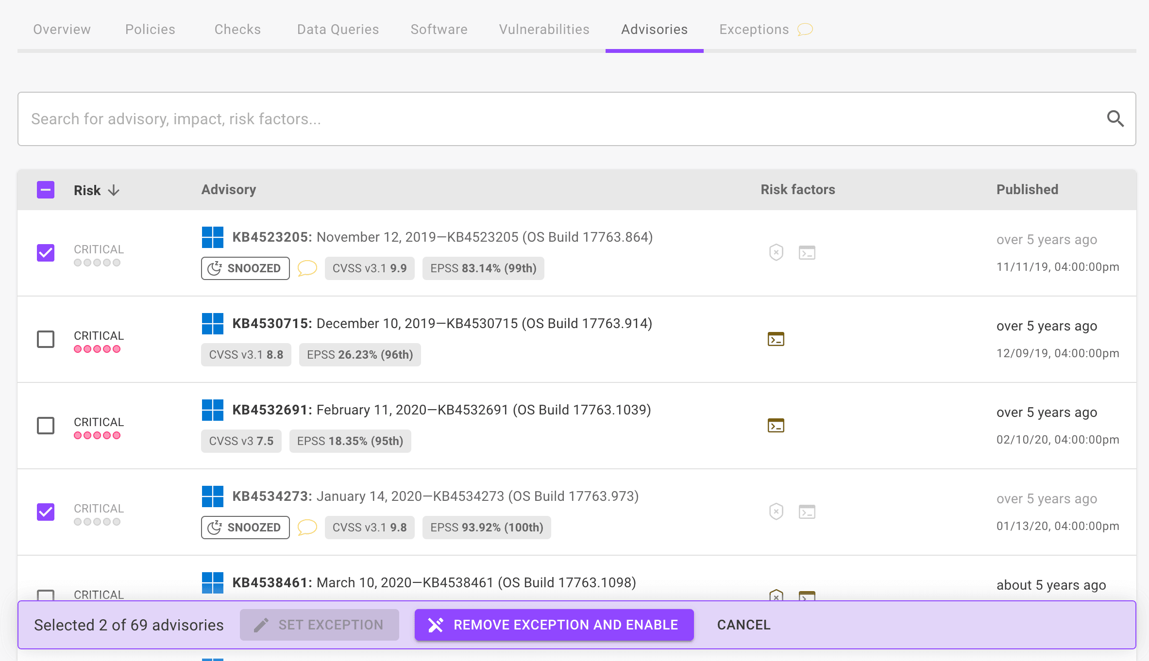Mondoo security - re-enable advisories