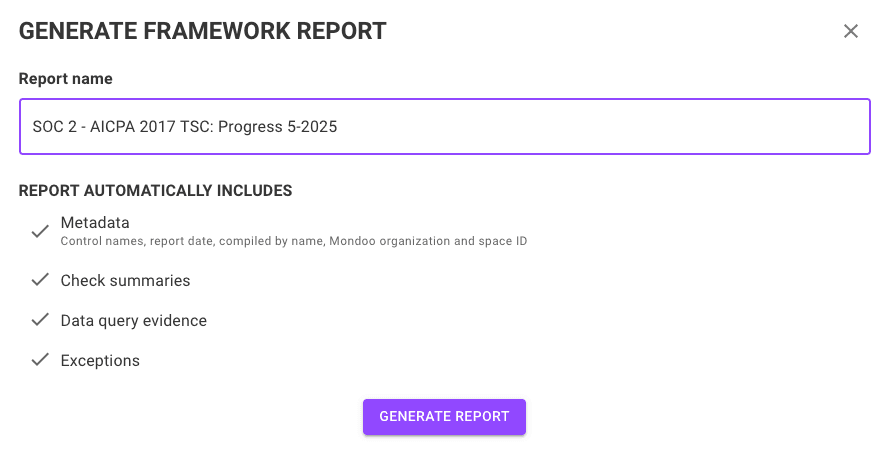 Name a Mondoo compliance report