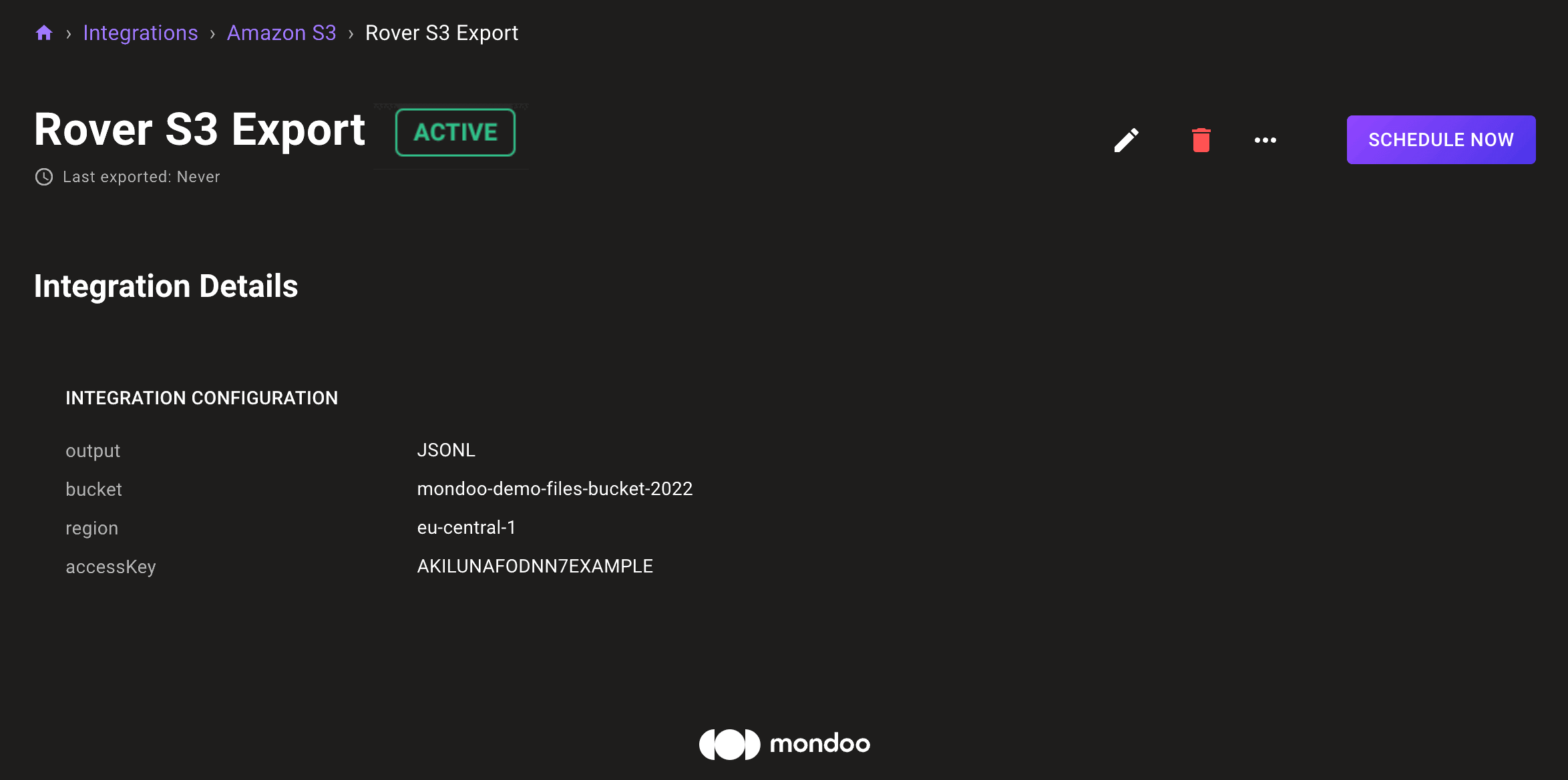 Amazon S3 integrations list
