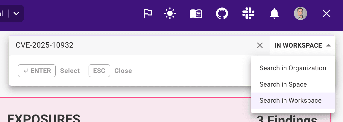 Change search scope in the Mondoo Console