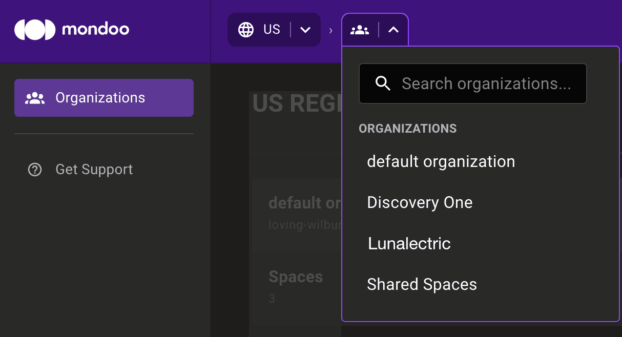 Select a Mondoo organization