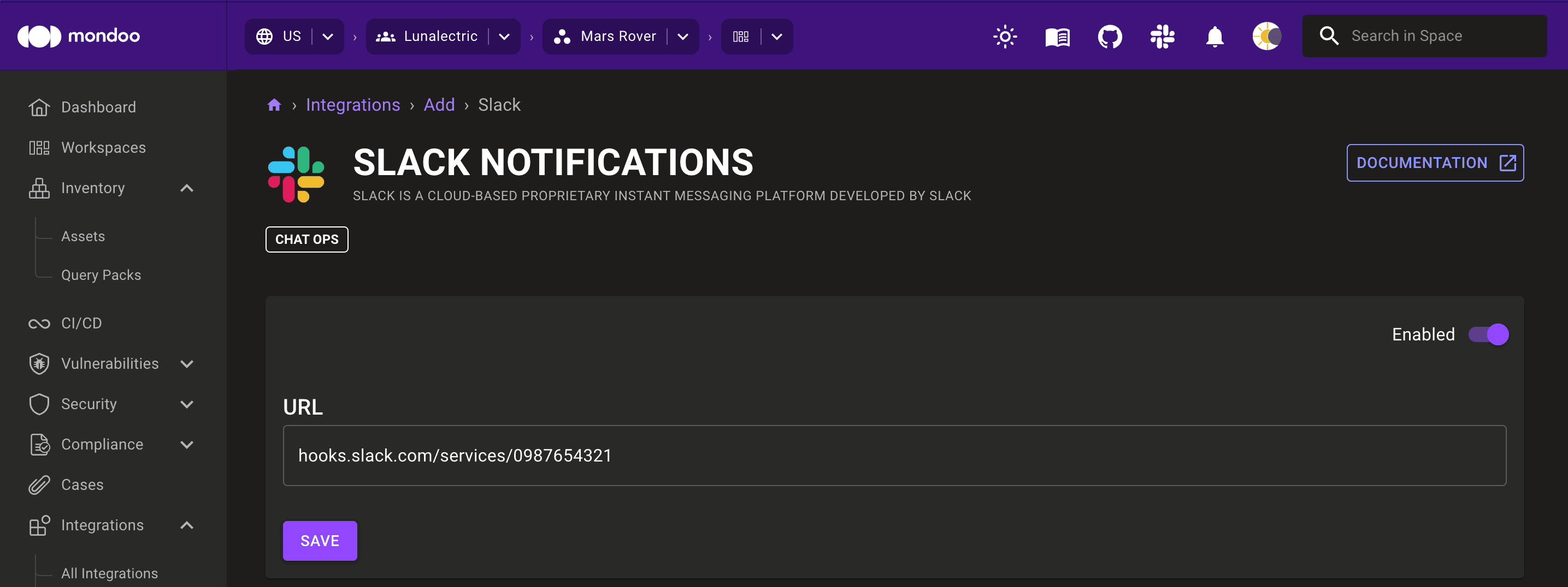 Configure Slack integration
