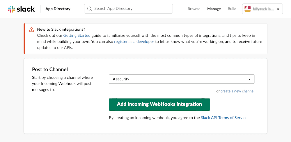 Slack webhook Directory