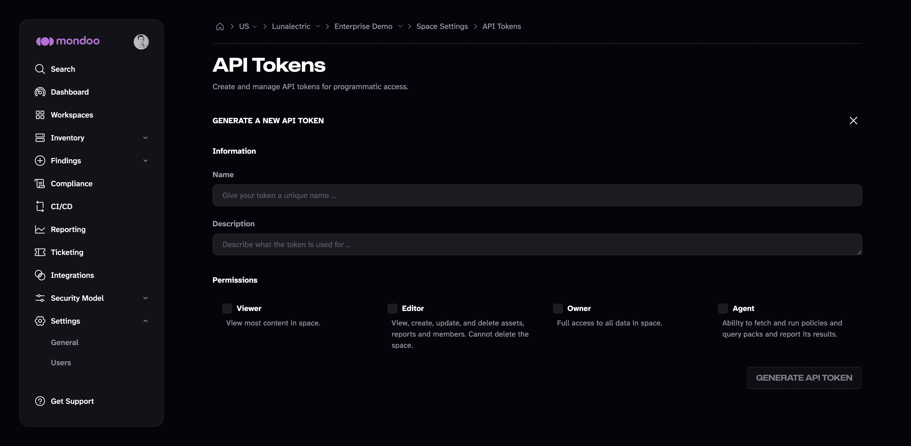 Add a Mondoo API token