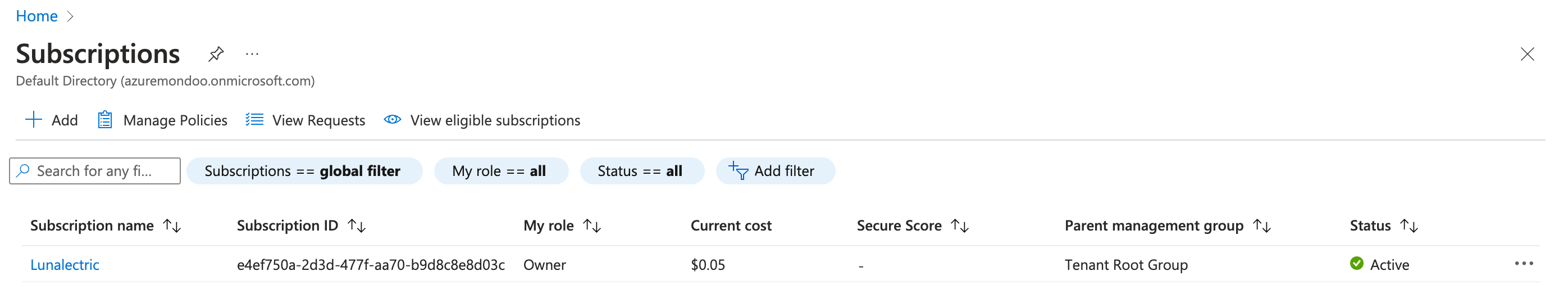Azure subscriptions