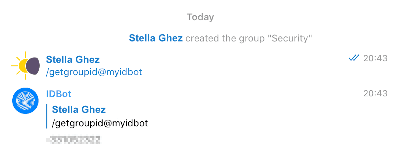 Ask the myidbot for the chat ID