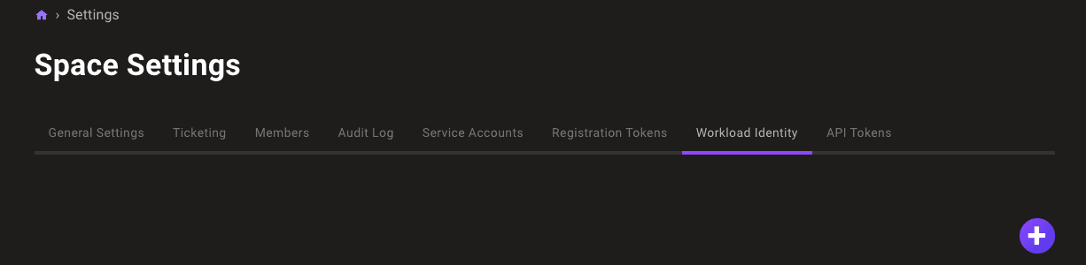 Settings - Workload Identity