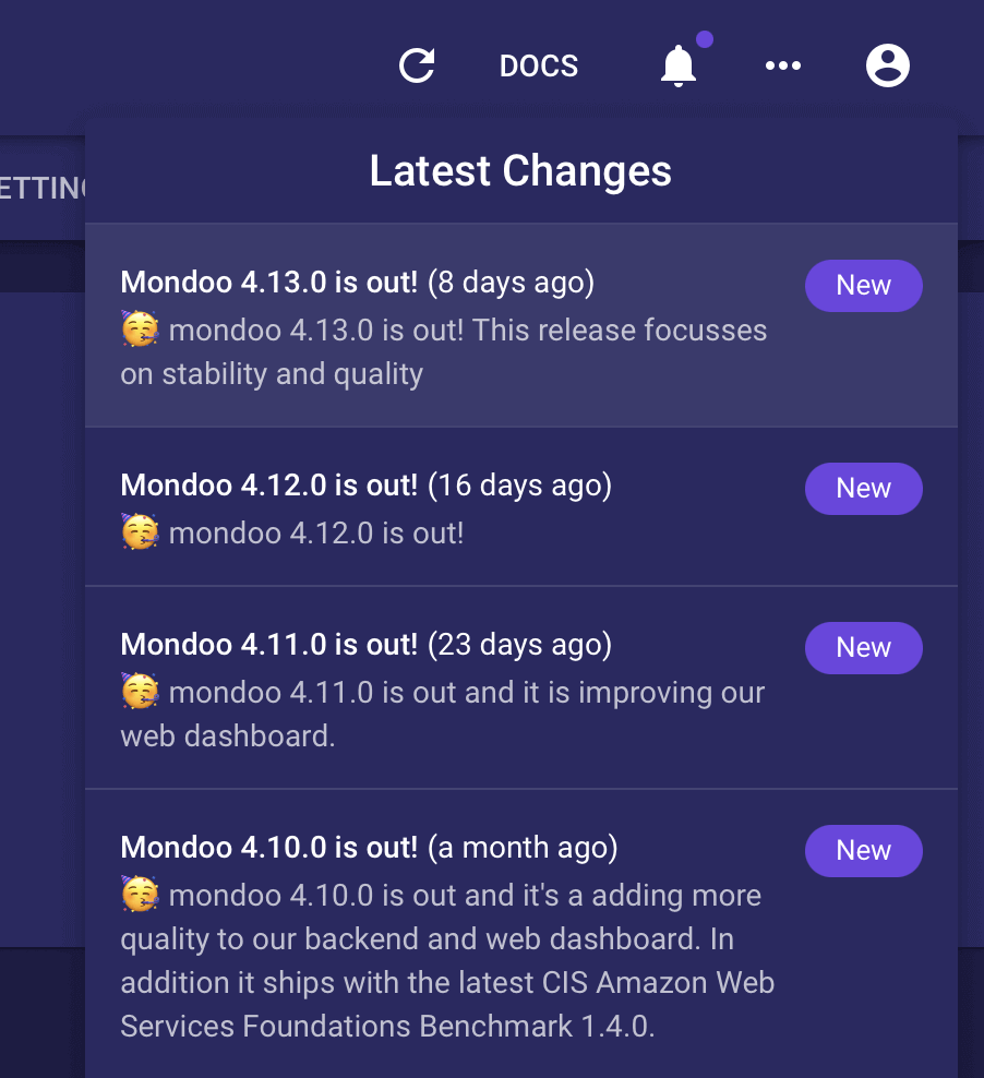 Mondoo Console Update Notifications