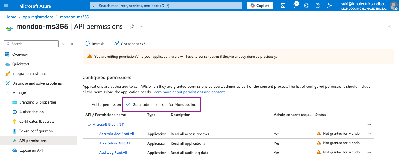 Azure Admin Center App Registrations