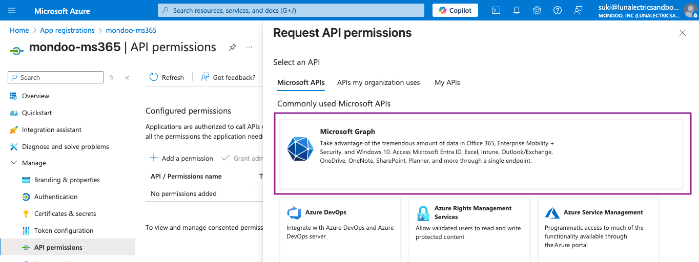Azure Admin Center App Registrations