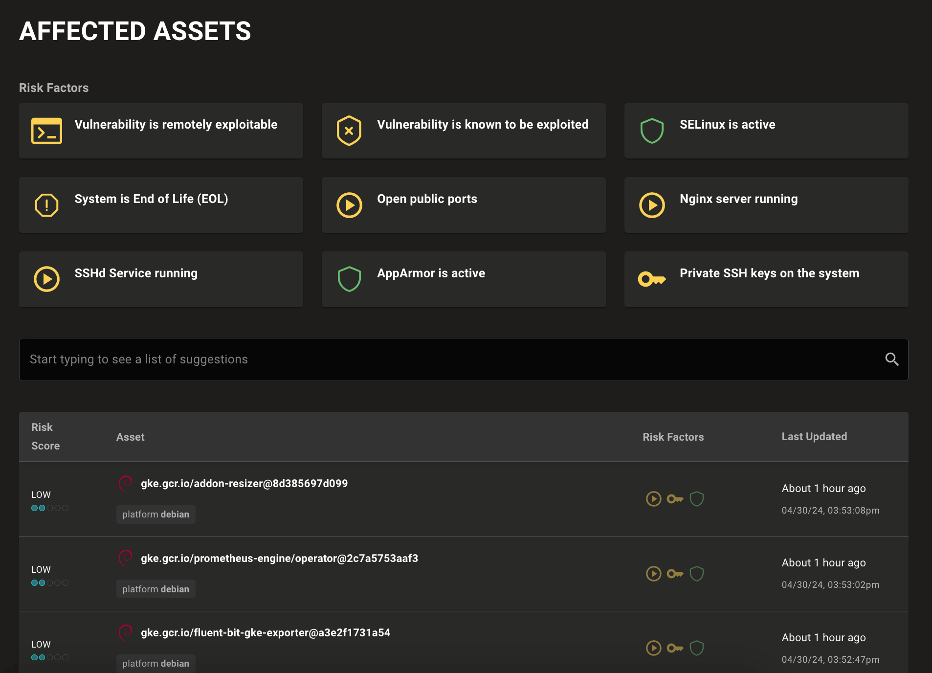 Vulnerabilities Affected Assets page