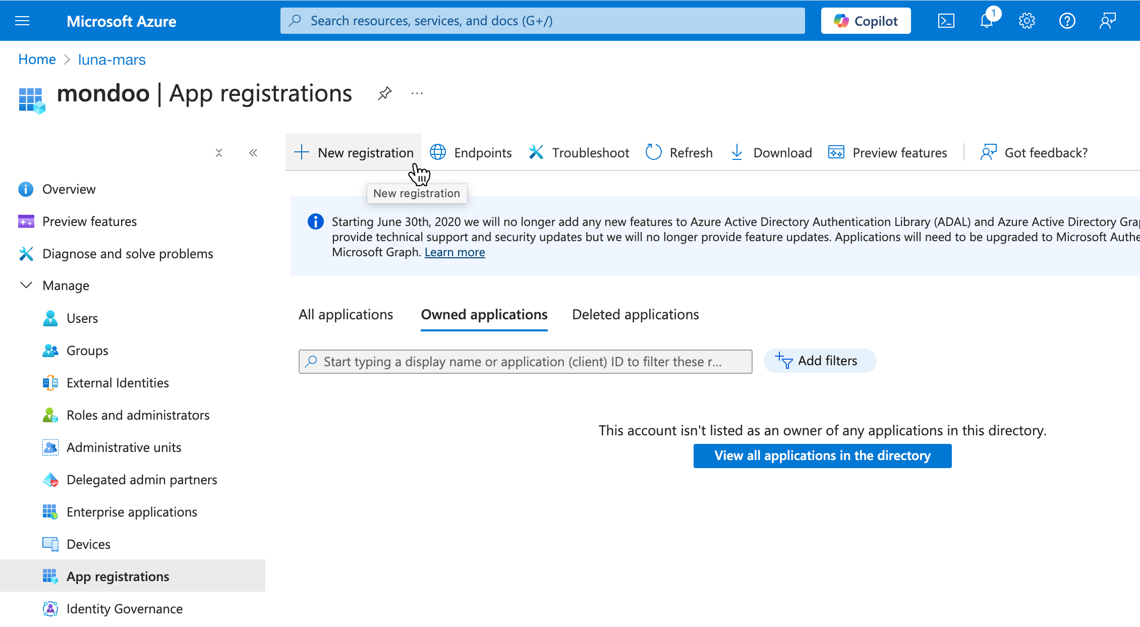 App registrations in Azure