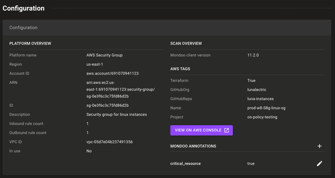 Asset overview