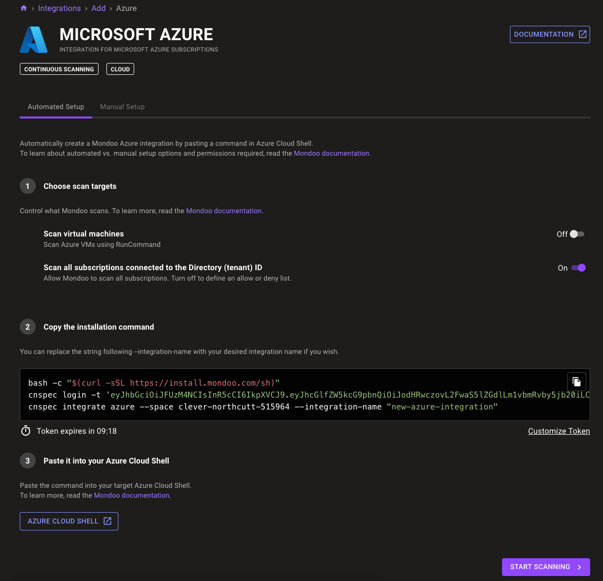 Automated Azure integration setup