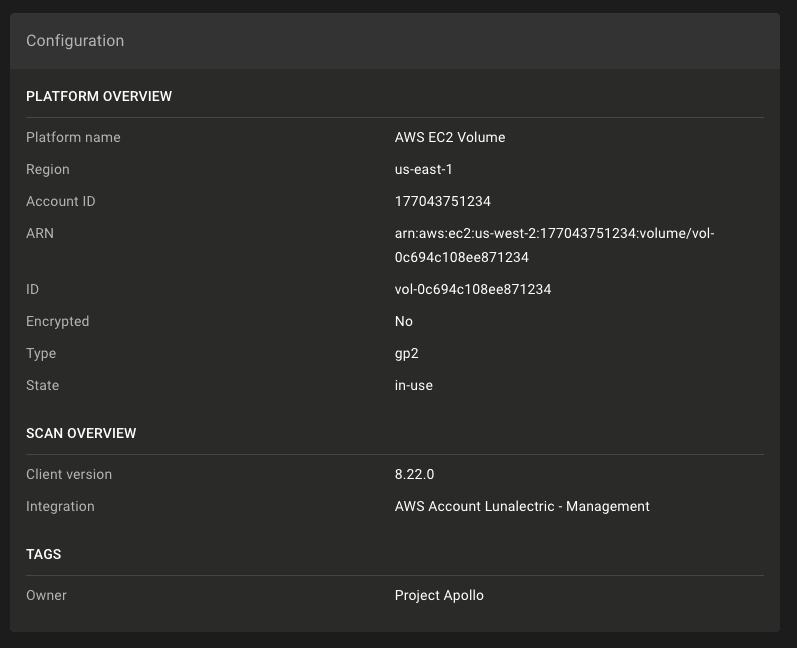 Cloud asset configuration information