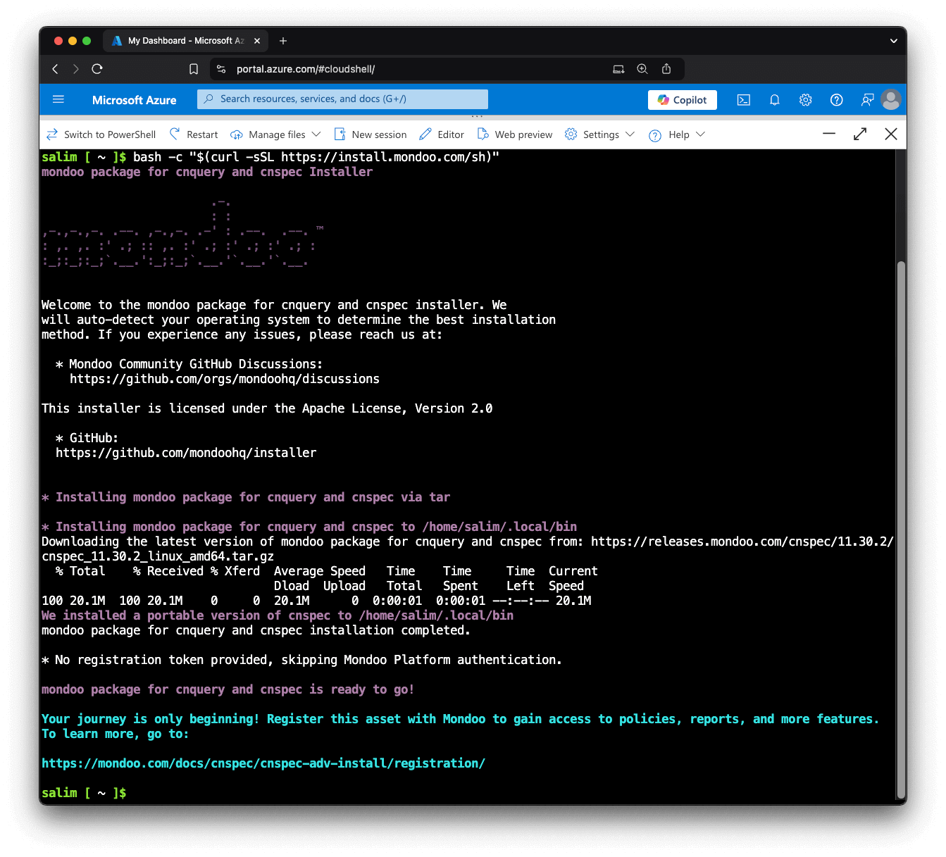 Azure CloudShell Installation