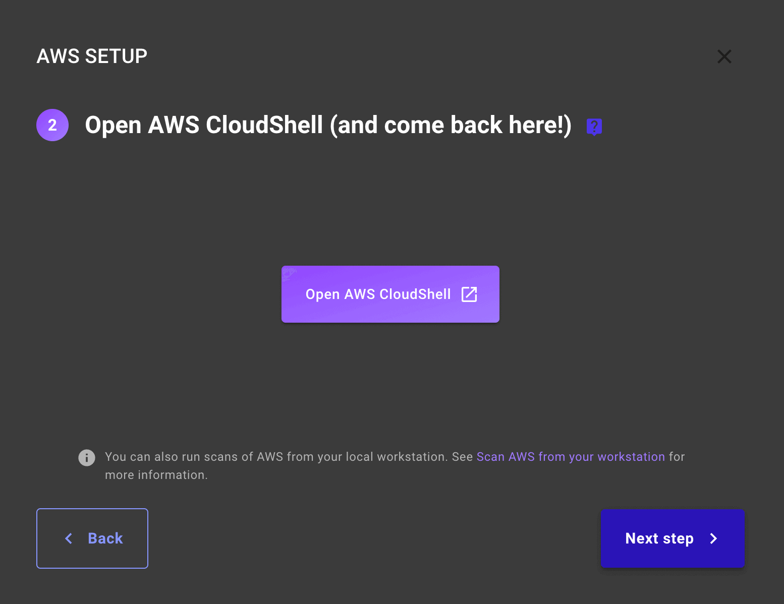 Mondoo AWS Guide - Open CloudShell