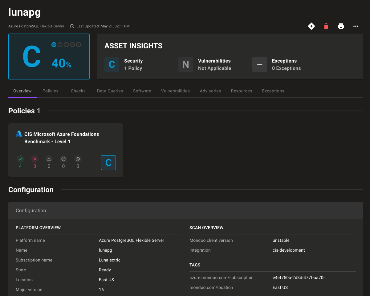 Mondoo Flexible PostgreSQL Asset