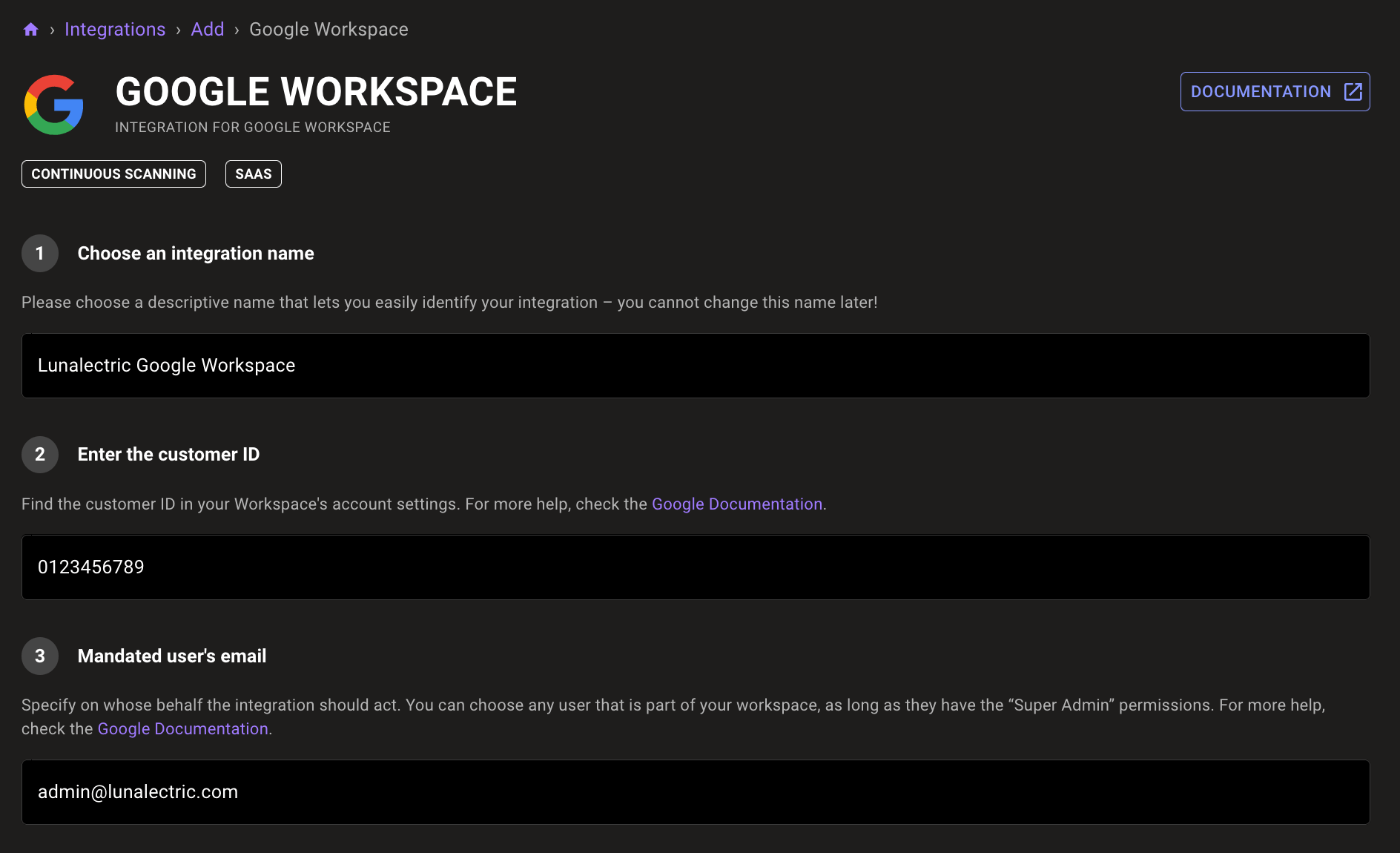 Add a Google Workspace Integration in Mondoo