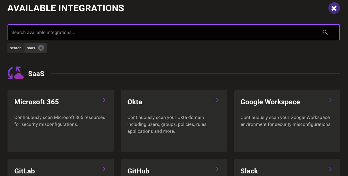 Integration filtering with a category