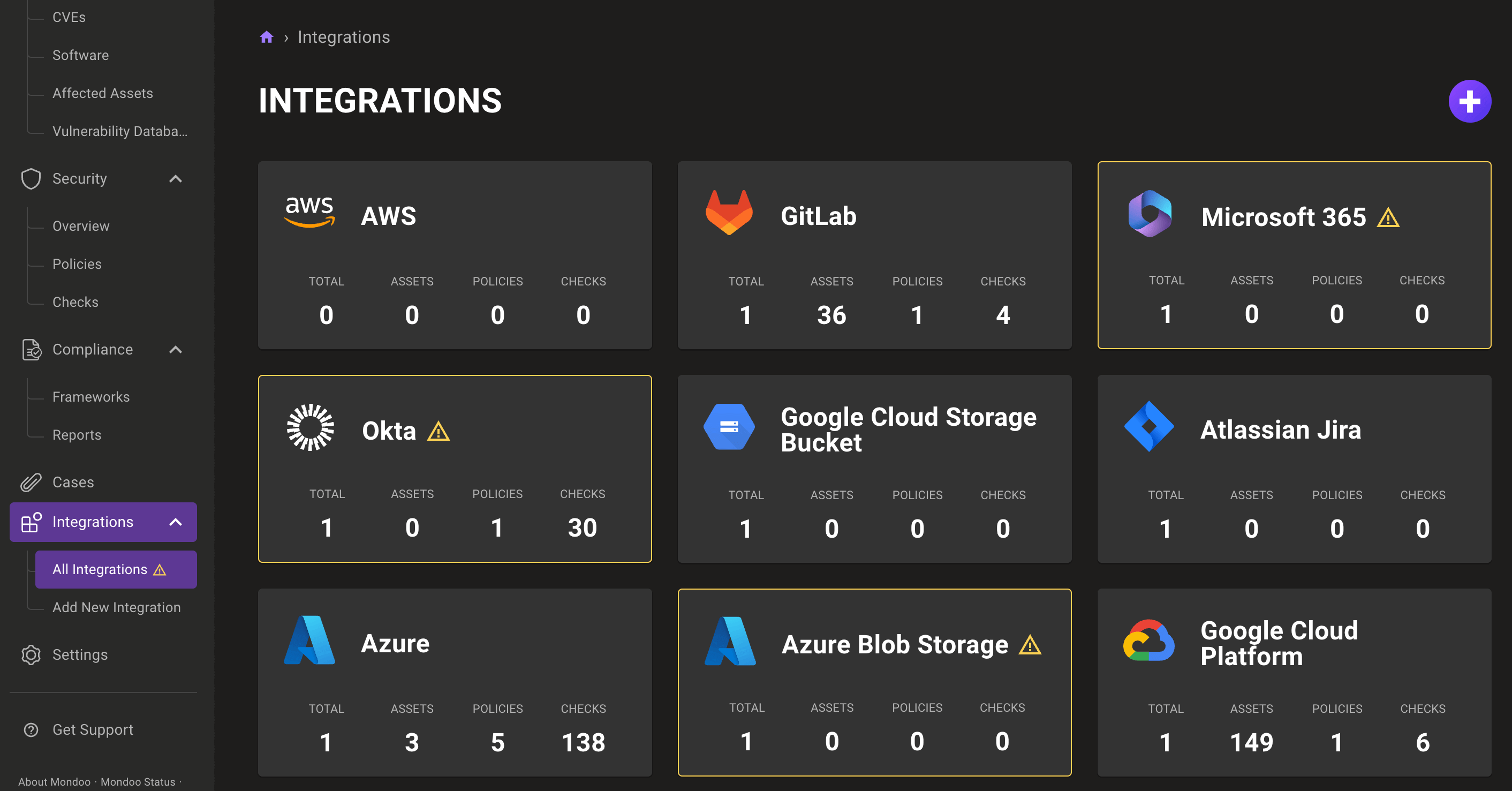 Integrations showing failures