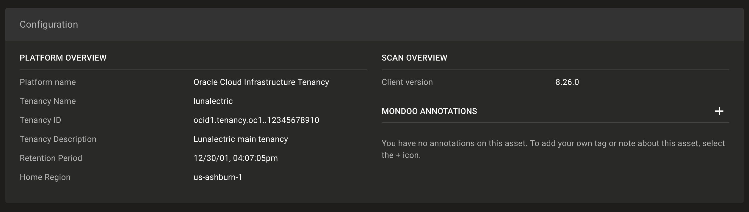 OCI Asset Configuration Data