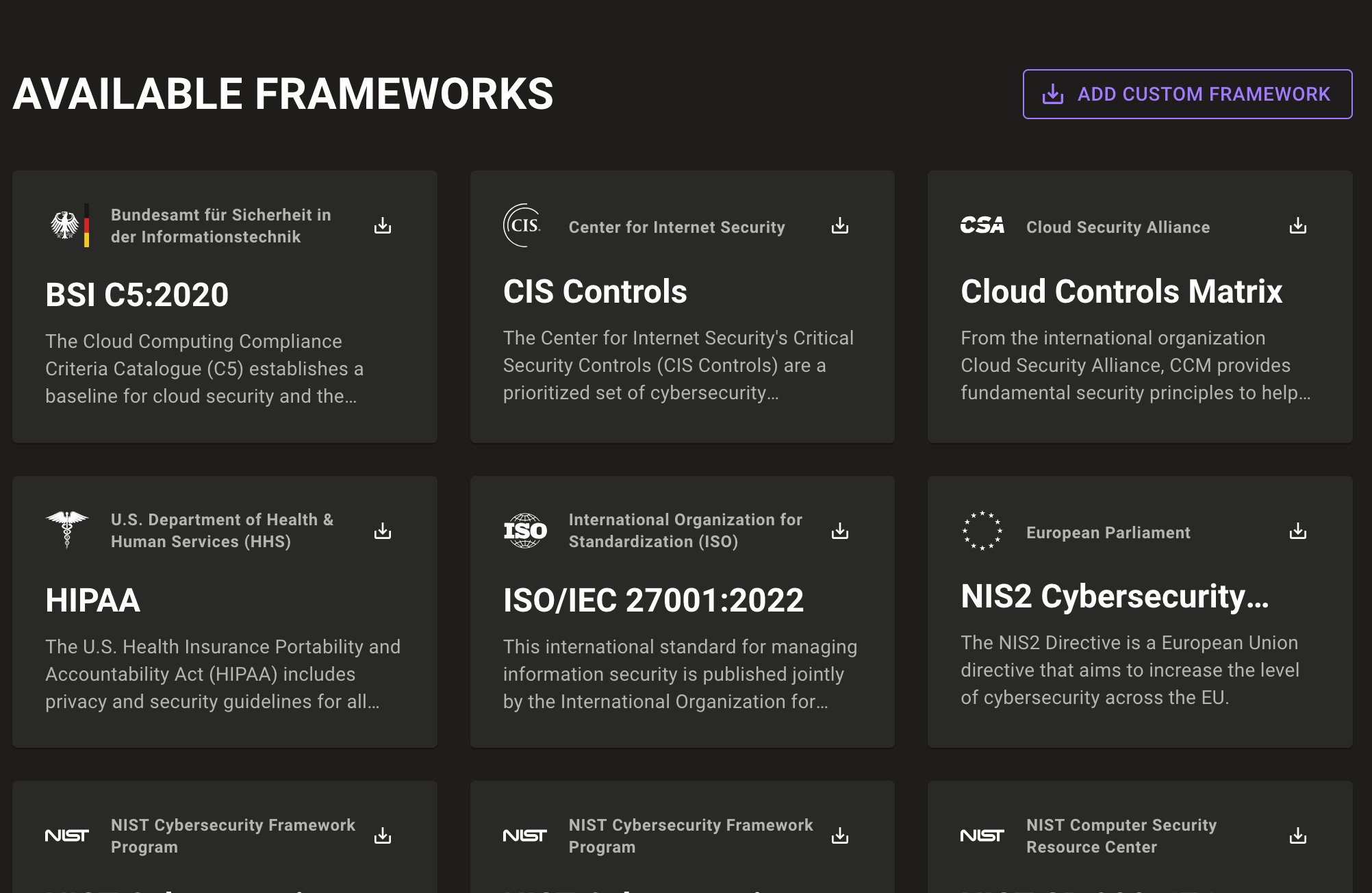 Select a framework