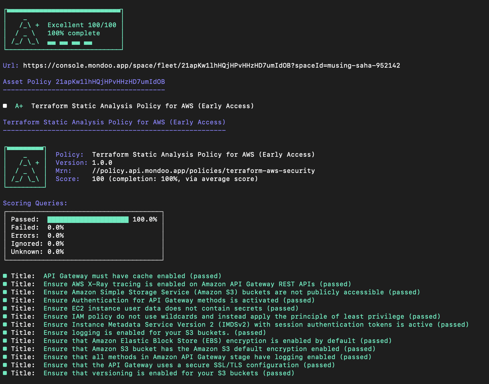 Terraform scan output