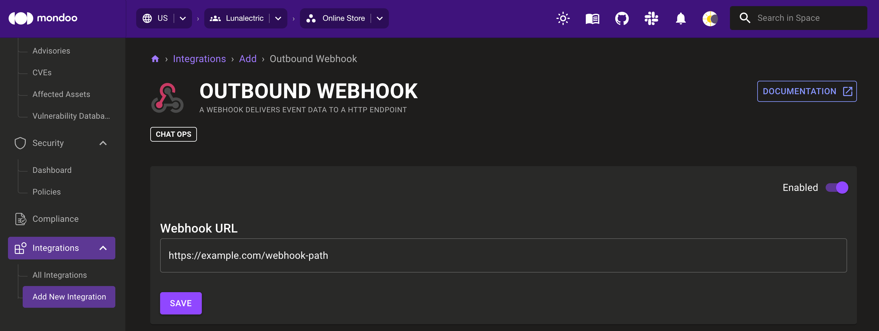 Configure webhook in Mondoo