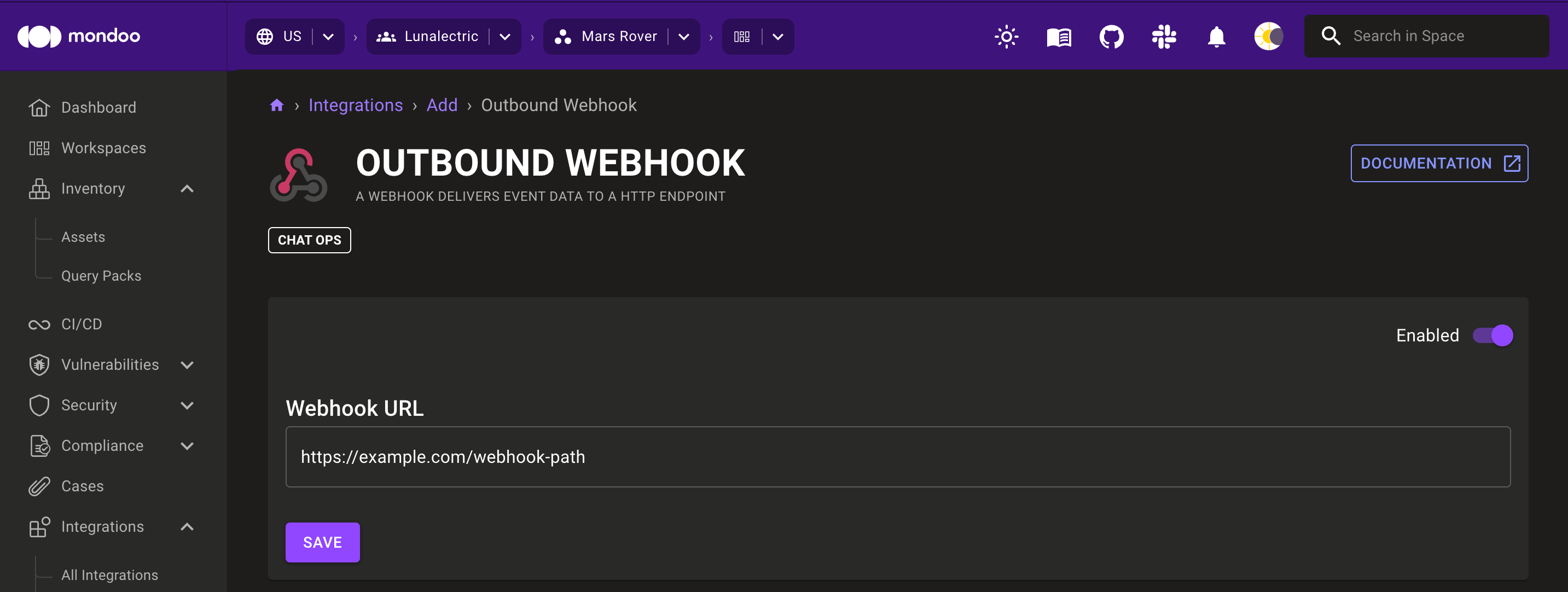 Configure webhook in Mondoo