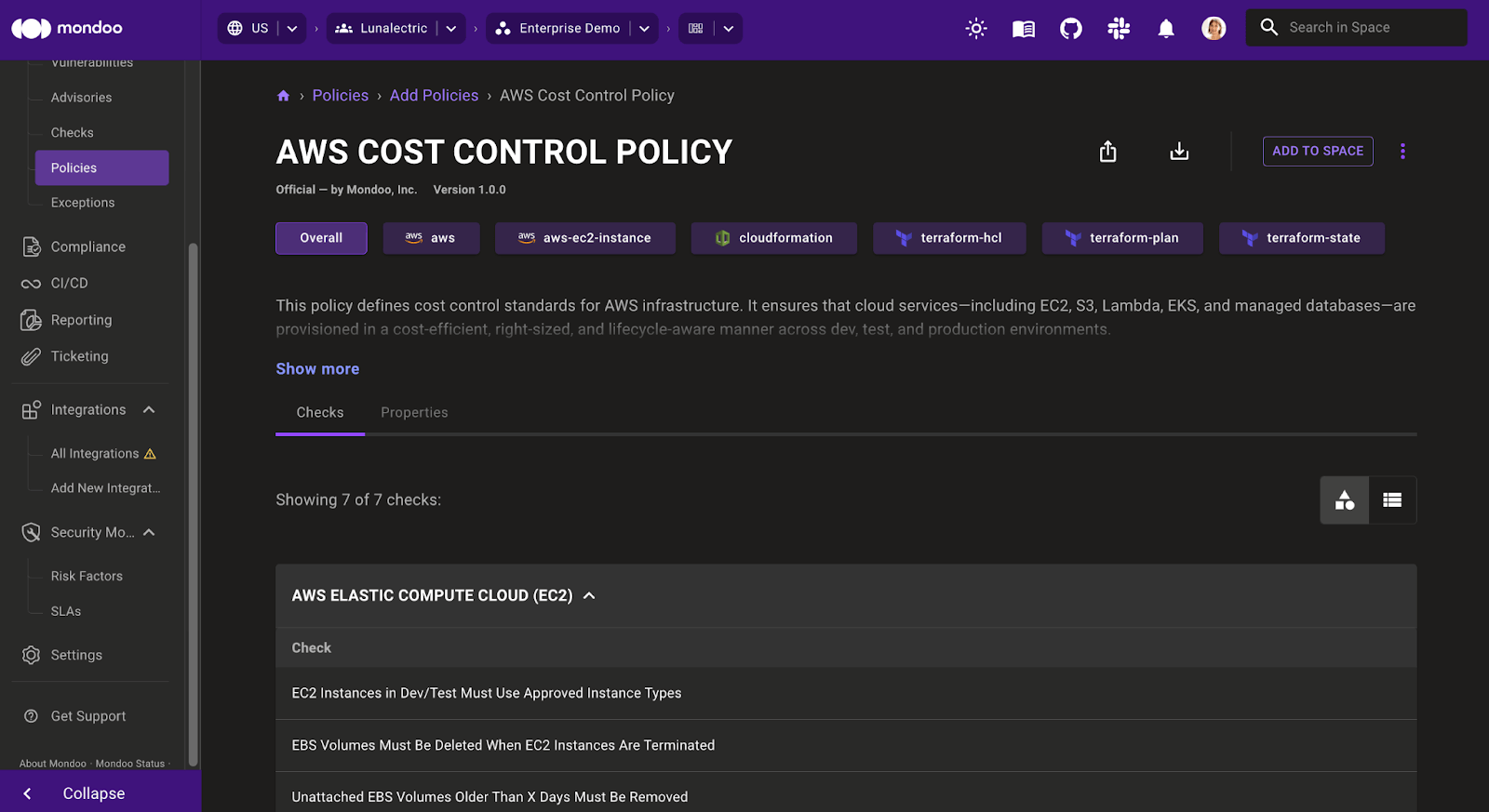 AWS cost control policy