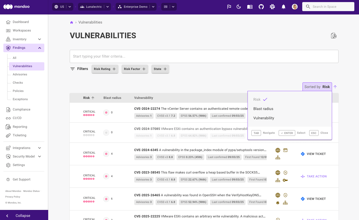 Improved findings experience