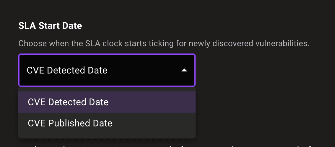 Configuring the SLA start date