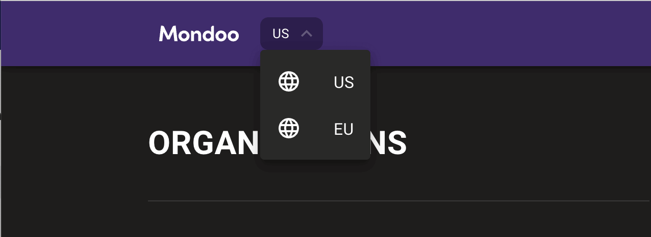 Mondoo Region Selector