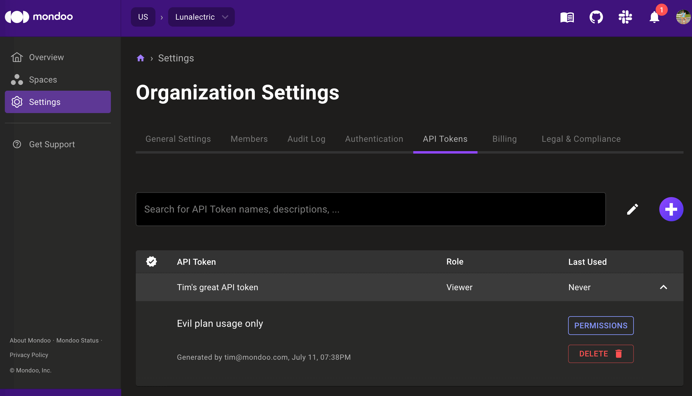 API Token Generation