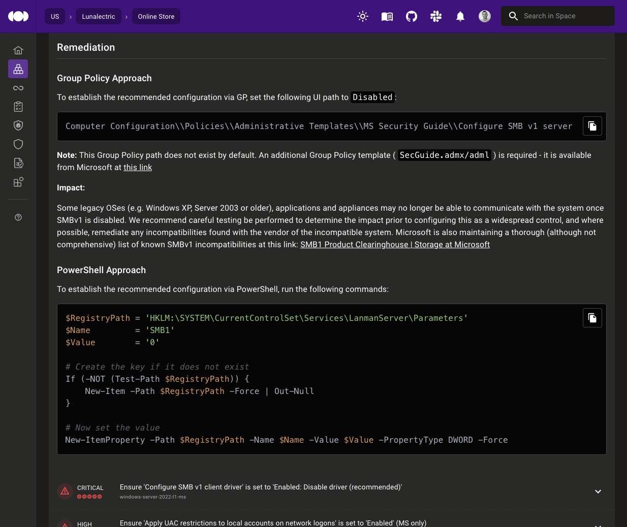 PowerShell remediation steps