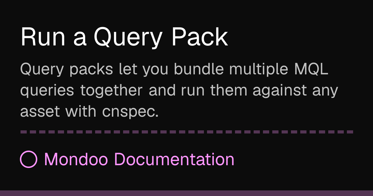Run a Query Pack | Mondoo Docs