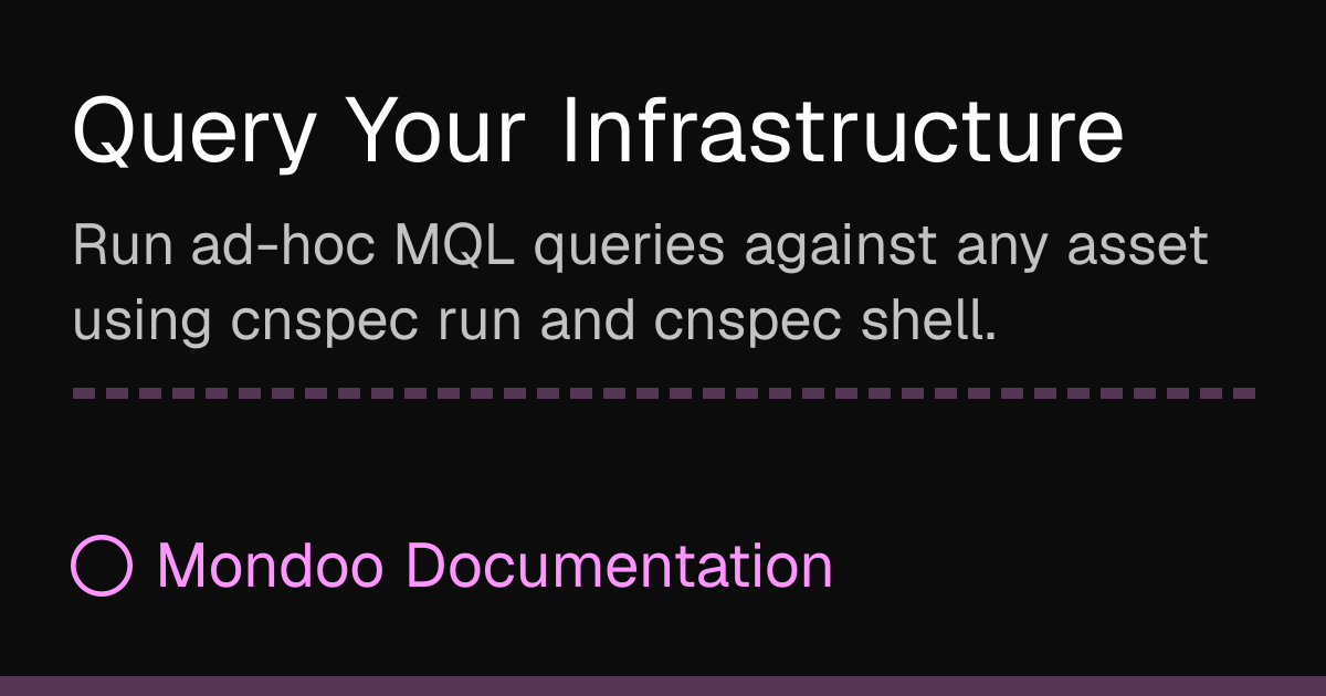Query Your Infrastructure | Mondoo Docs