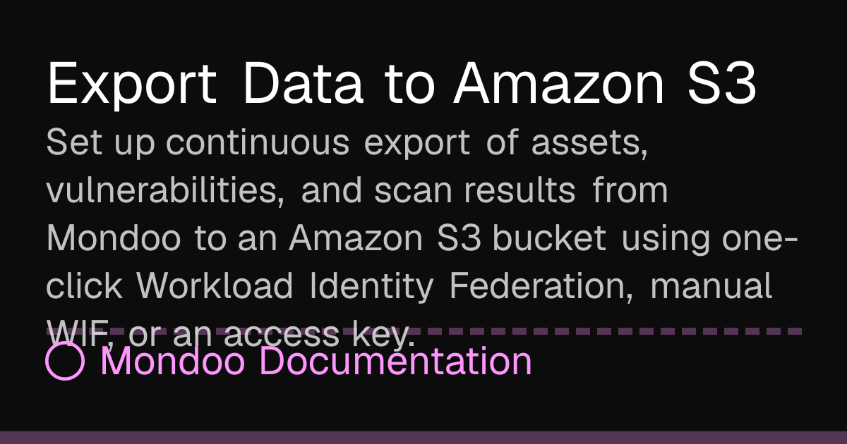 Export Data to Amazon S3 | Mondoo Docs