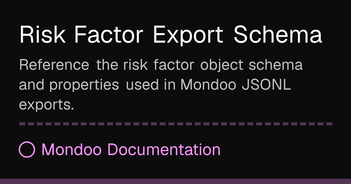 Export Risk Protection Risk Factor Export Schema | Mondoo Docs