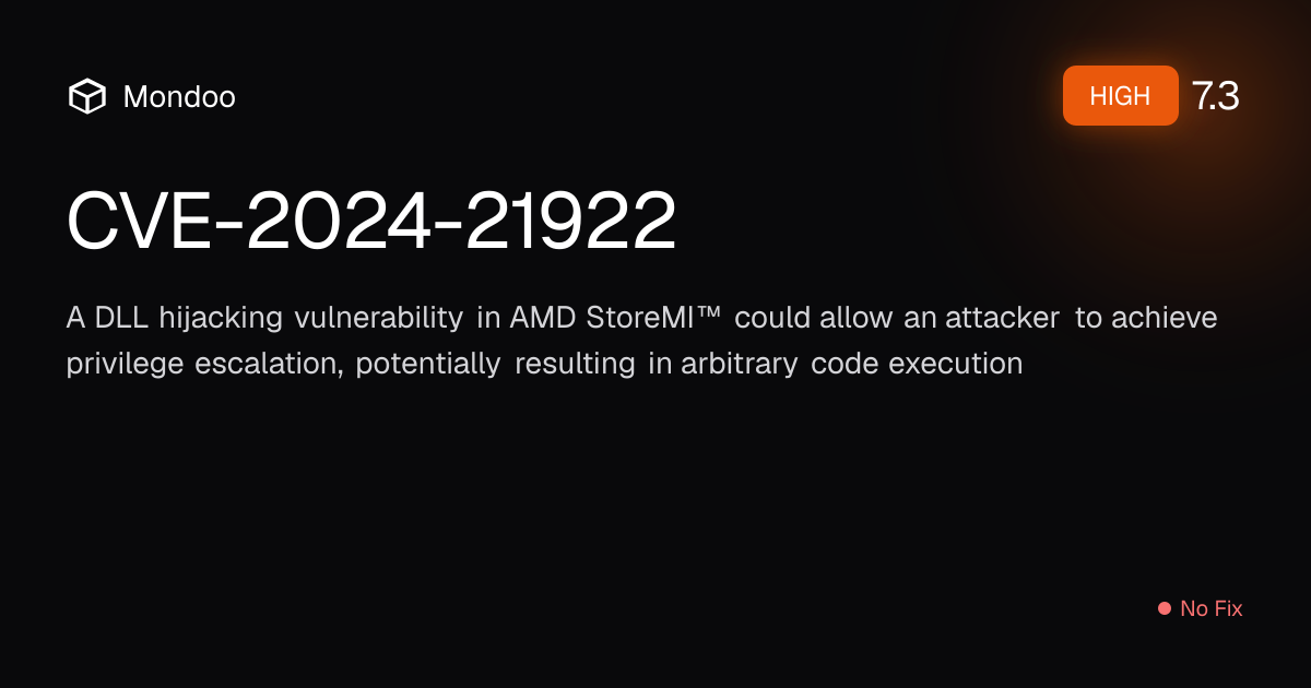 CVE-2024-21922 | Mondoo Vulnerability Intelligence