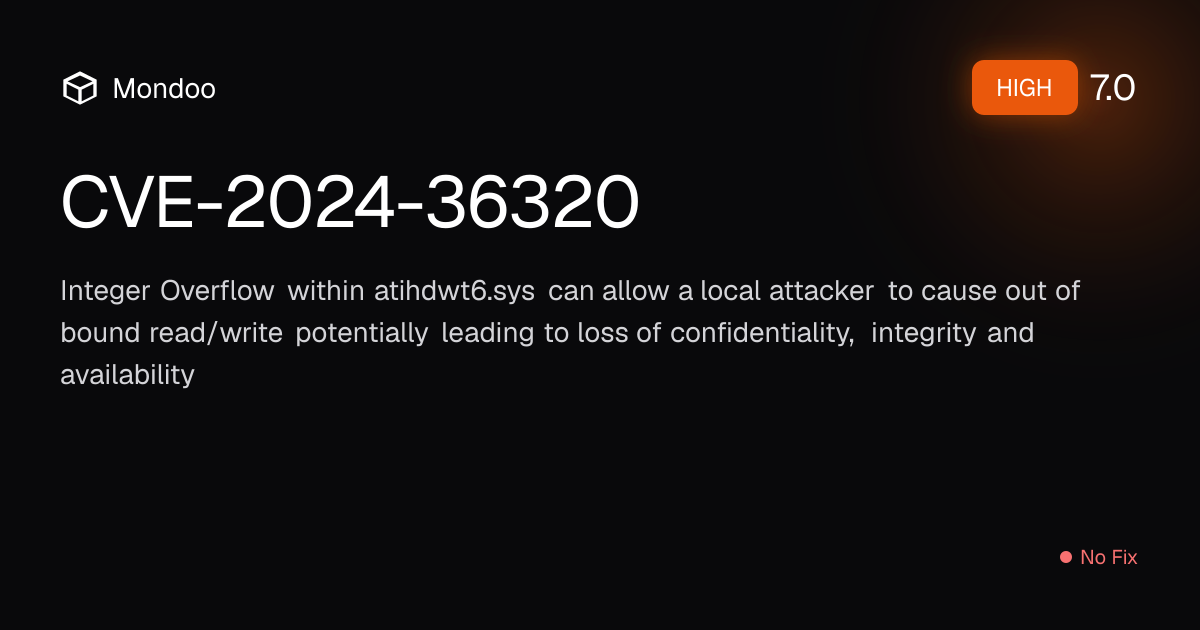 CVE-2024-36320 | Mondoo Vulnerability Intelligence
