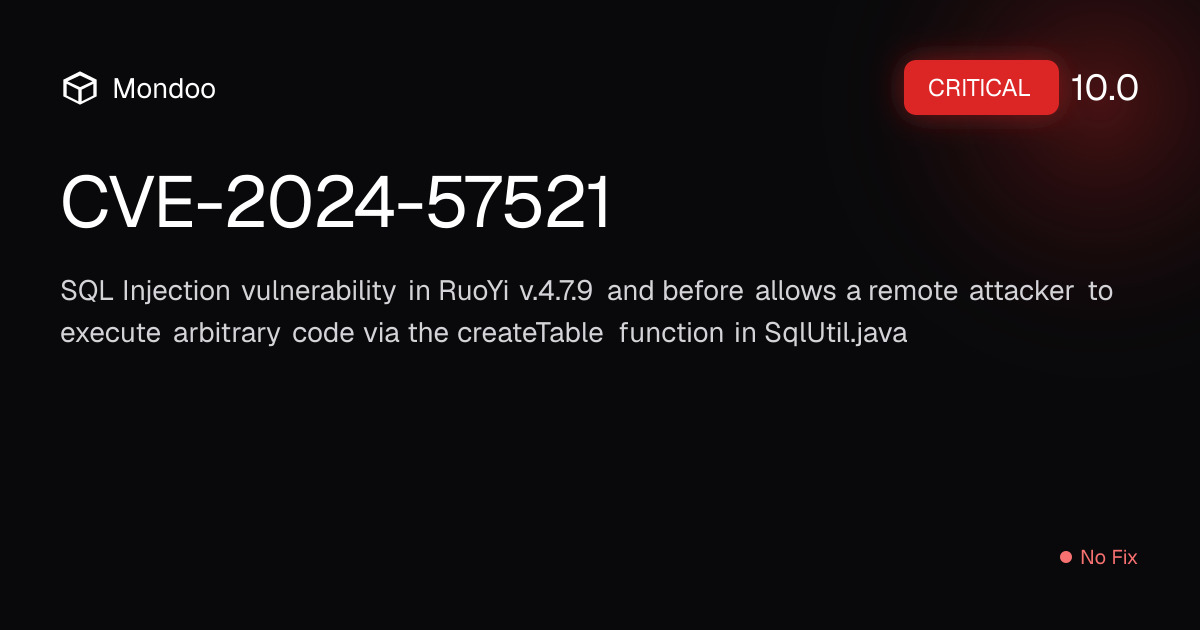 CVE-2024-57521 | Mondoo Vulnerability Intelligence