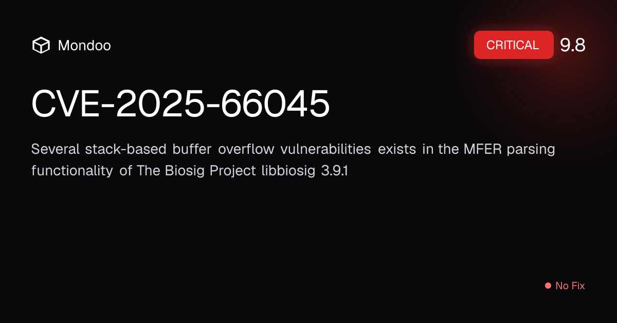 CVE-2025-66045 | Mondoo Vulnerability Intelligence